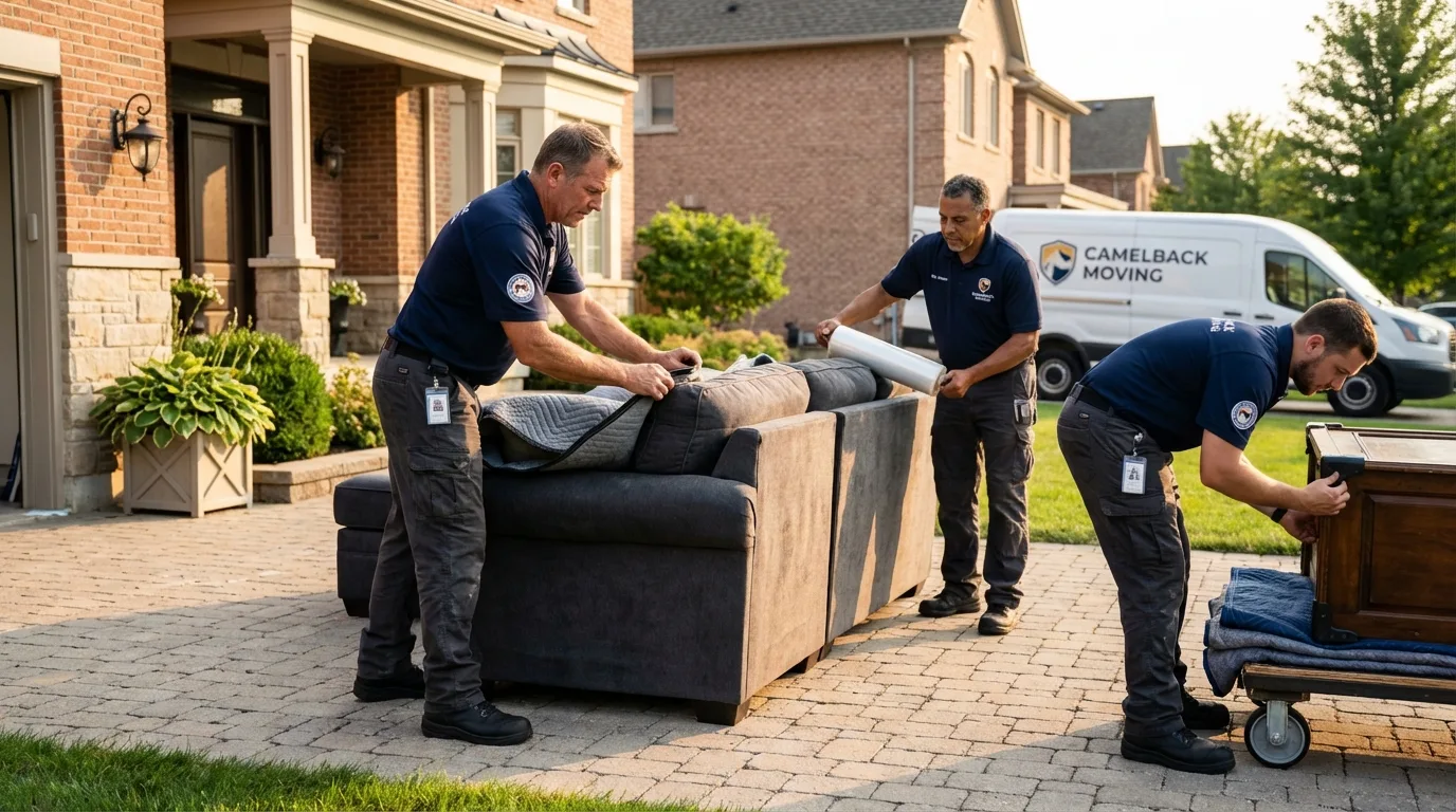 Large estate moving crew wrapping furniture in Taft, TX