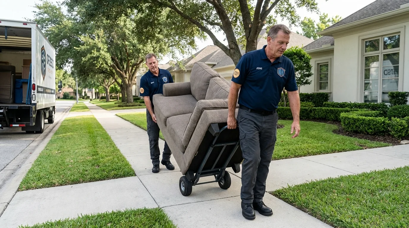 Local residential moving crew loading furniture in Taft, TX